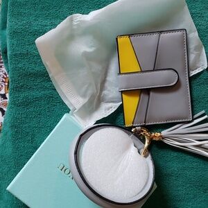 ZRTARY Wristlet Card Wallet Tassel Keyring NIB with dust bag Grey/Ylw